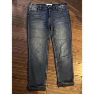 Kancan Estilo Ankle Jeans Size 15/31 Blue Distressed High Waist Stretch NWOT